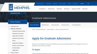 Apply for Graduate Admission - The University of Memphis