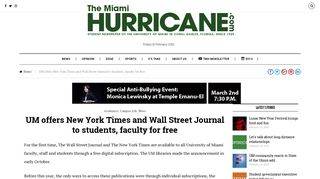 UM offers New York Times and Wall Street Journal to students, faculty ...
