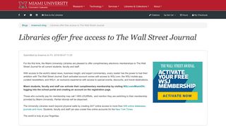 Libraries offer free access to The Wall Street Journal | Miami University ...