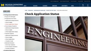 Check Application Status - Michigan Engineering - University of ...