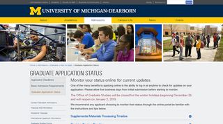 Graduate Application Status - University of Michigan-Dearborn