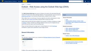 Outlook - Web Access using the Outlook Web App (OWA) - Michigan ...