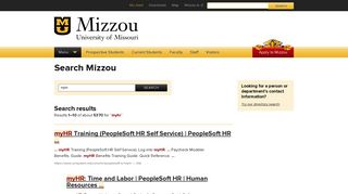 myHR - Search Mizzou // Mizzou // University of Missouri