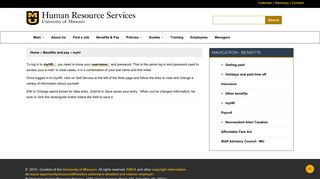 Navigating myHR | Human Resource Services - University of Missouri