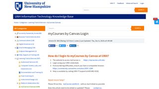 myCourses by Canvas Login - University of New Hampshire