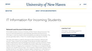 IT Information for Incoming Students - University of New Haven