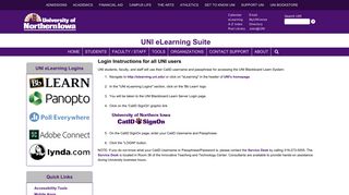 Login Instructions for all UNI users | UNI eLearning Suite