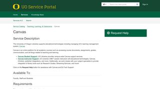 Canvas - UO Service Portal - University of Oregon
