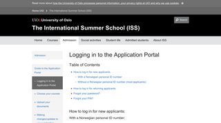 Logging in to the Application Portal - The International Summer School ...