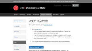 Log on to Canvas - University of Oslo