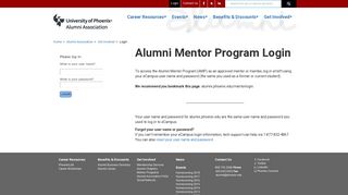 Alumni Mentor Program Login - University of Phoenix