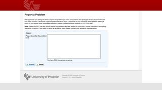 Report a Problem - eCampus - University of Phoenix