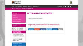 Returning candidates - University of Reading | Jobs | Search here ...