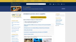 Student Access on e-Campus - The University of Rhode Island