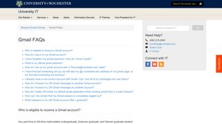 Gmail FAQs - University IT - University of Rochester