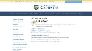 UR ePay : Office of the Bursar :: University of Rochester