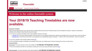 Welcome to the online timetable system