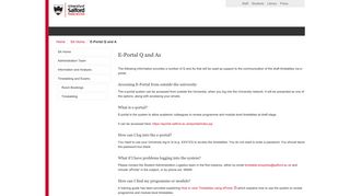 Timetabling and Exams - E-Portal Q and A | University of Salford - A ...