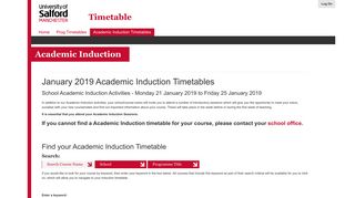 Academic Induction Timetables