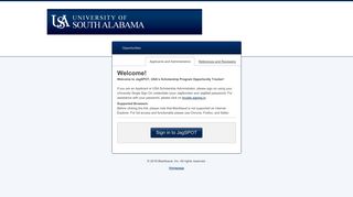 Sign In - University of South Alabama Scholarships