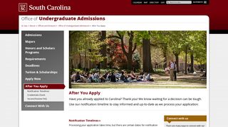 After You Apply - University of South Carolina