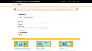 User login - Info Center - The University of Southern Mississippi