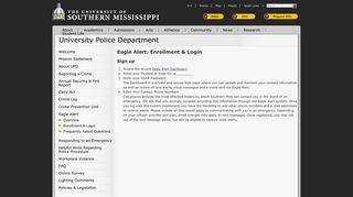 Eagle Alert: Enrollment & Login - The University of Southern Mississippi