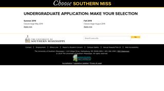 Undergraduate Application - The University of Southern Mississippi