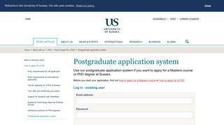 Postgraduate application system : How to apply ... - University of Sussex