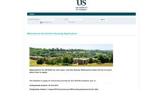 the Online Housing Application - University of Sussex