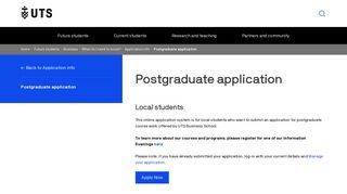 Postgraduate application | University of Technology Sydney