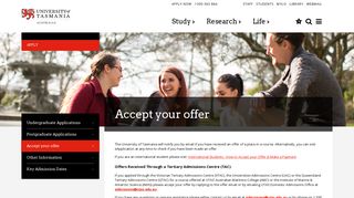 Accept your offer - Apply | University of Tasmania