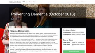 Preventing Dementia (October 2018) - mooc.utas.edu.au