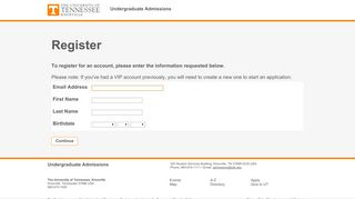 Register Account - The University of Tennessee, Knoxville