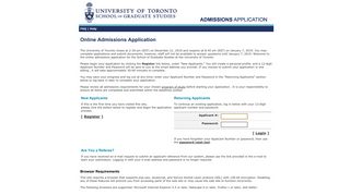 SGS Admissions Application - University of Toronto