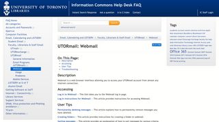 Webmail - Information Commons Help Desk - University of Toronto