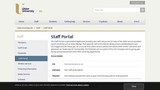 Staff Portal - Ulster University ISD