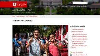 Freshman Students - Office of Admissions - The University of Utah