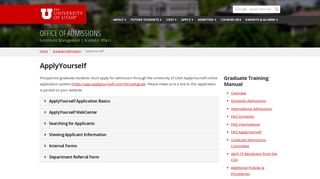 ApplyYourself - Office of Admissions - University of Utah