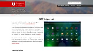 CSBS Virtual Lab - Support - CSBS - The University of Utah