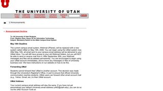 University E-Mail Announcement - University of Utah