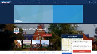 University of Vermont - Profile, Rankings and Data | US News Best ...