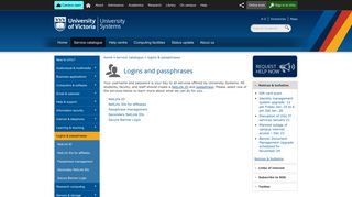 University of Victoria - Logins and passwords - University of Victoria
