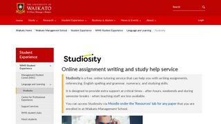 Studiosity - Waikato Management School: University of Waikato