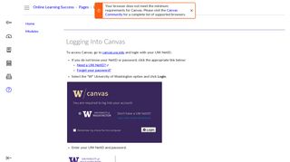 Logging Into Canvas: Online Learning Success - UW Canvas