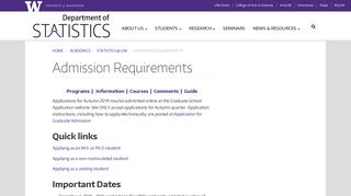 Admission Requirements | University of Washington Department of ...