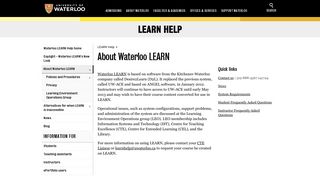 About Waterloo LEARN | LEARN Help | University of Waterloo