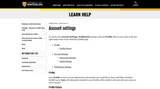 Account settings | LEARN Help | University of Waterloo