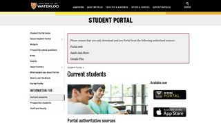 Current students | Student Portal | University of Waterloo