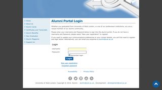 User Login - The University Of West London - Alumni
